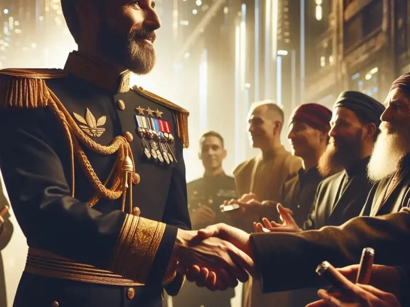 Líder militar ofrece favores a distintos cabildos en ciudad futurista.